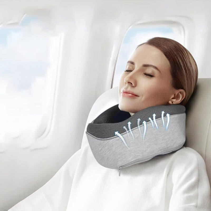 Travel Neck Pillow Non-Deformed Airplane Pillow Travel Neck Cushion Durable U-Shaped Travel Memory Cotton Nap Neck Pillow - Milares