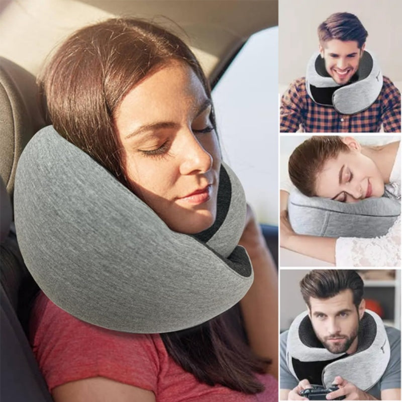 Travel Neck Pillow Non-Deformed Airplane Pillow Travel Neck Cushion Durable U-Shaped Travel Memory Cotton Nap Neck Pillow - Milares